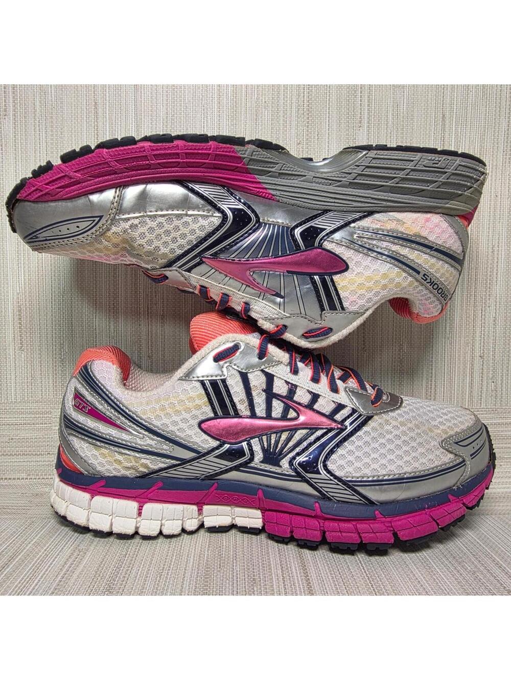 Brooks GTS 14 pink & silver running shoes Size US 10.5